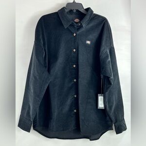 Dickies Men’s Black Corduroy Button Down Shirt Soft Size XL/TG Classic NWT